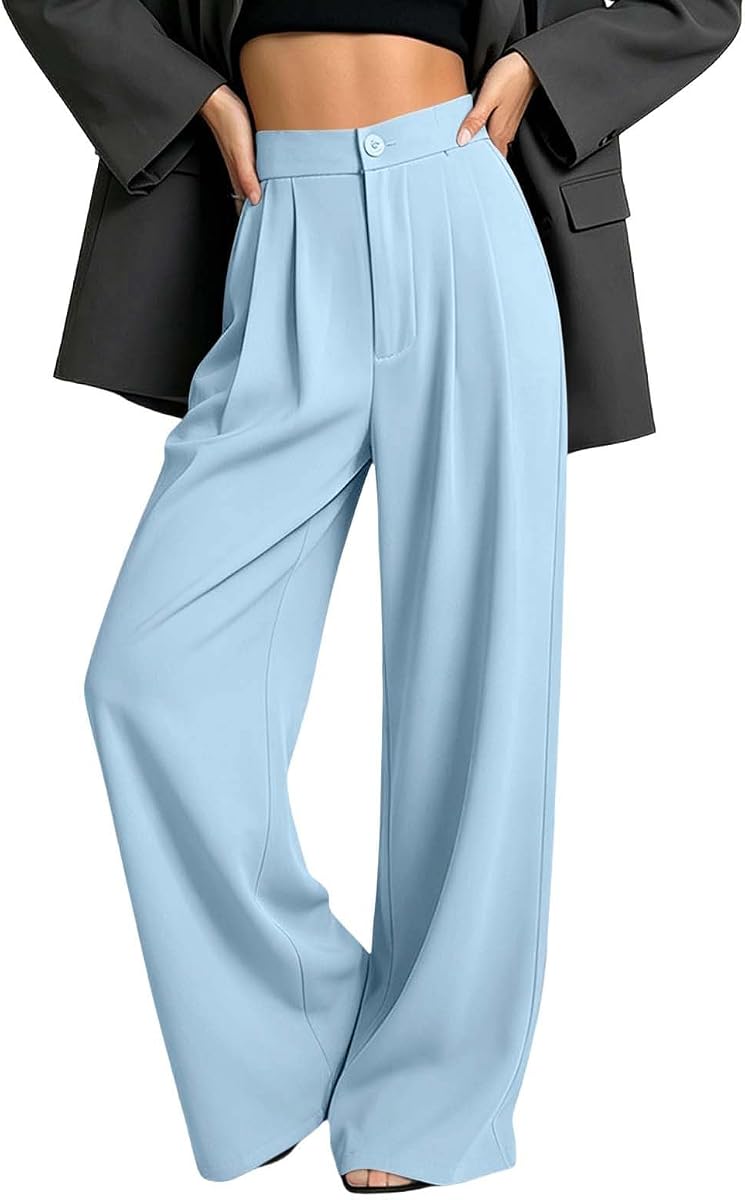 Dress Work Pants Women Wide Leg Business Casual Pleated Slacks