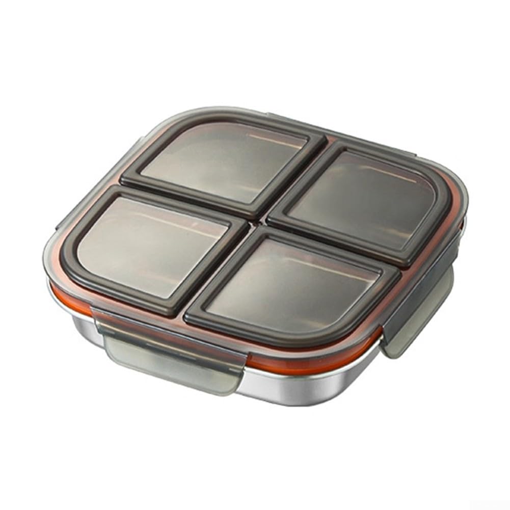 Contenitori per snack in acciaio inox a prova di perdite, 600 ml, con divisori interni, riutilizzabili, per mangiare sano, scuola, lavoro e attività all'aperto (nero)