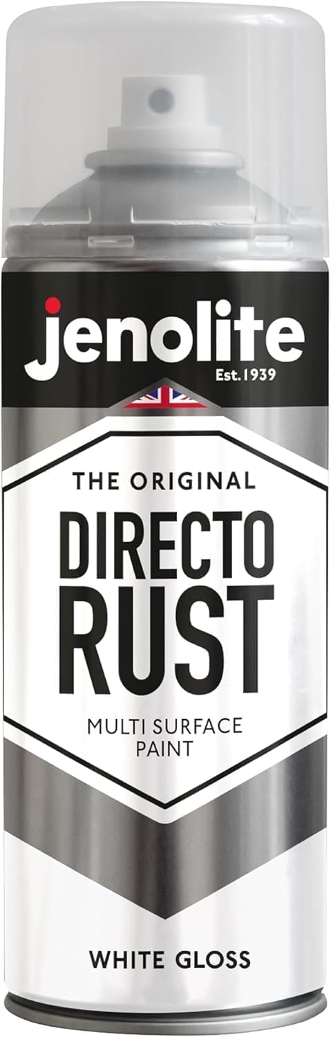 JENOLITE Directorust Radiator Enamel Spray Paint (WHITE) | 500ml | Gloss Finish | Resistant to 130ºC | Durable, Scuff Resistant, Non-Yellowing Radiator Paint | No Primer Needed