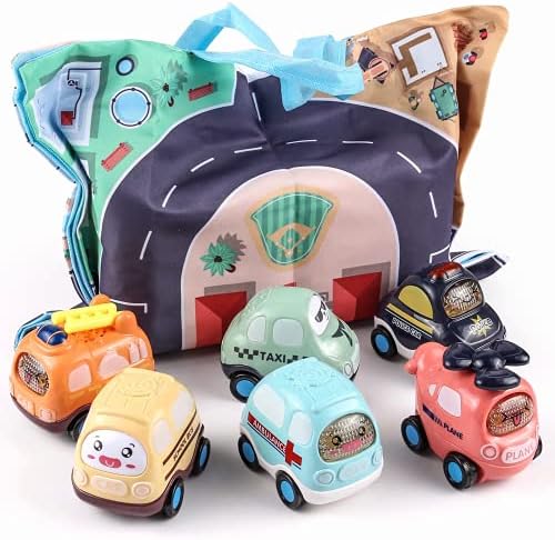 Inertia Baby Toy for 1 Year Old Boy Cars Gifts with Storage Bag, 6 Pcs Push and Go Toys, Kids Toys Car for Girls Boys, Early Educational Toys for 1 2 3 Year Old Boys Girls, Birthday Gift for Toddlers