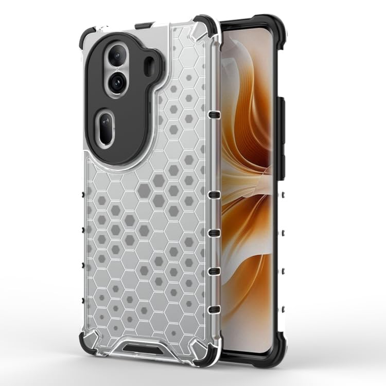 Image of Lustree for Back Cover Shockproof Honeycomb Hard PC Back Cover for Oppo Reno11 Pro 5G -Transparent