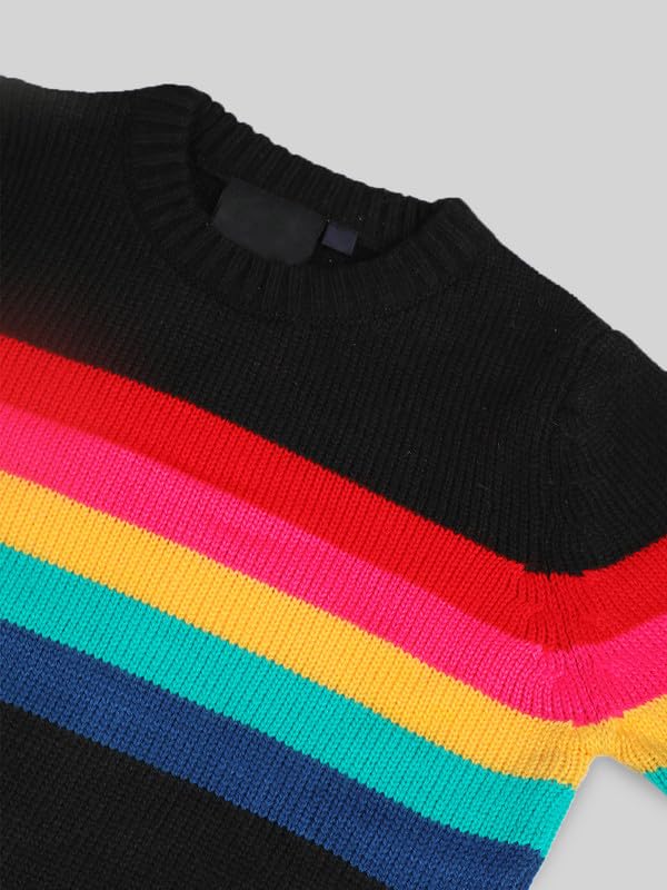 Image of CHKOKKO Boys Woolen Round Neck Sweaters Winter Sweatshirts 7-8 Years Jet Black