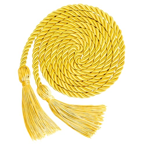 Gold Graduation Honor Cord - 67 Inch 3-Strand Thick Polyester Graduation Cords for Class of 2025 & 2026 with Tassel - Elegant Honor Rope for High School & College Graduation