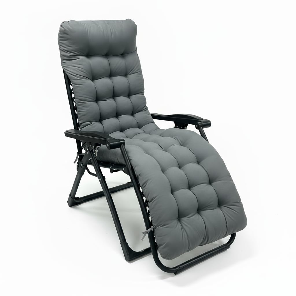 UPSEA Garden Sun Lounger Cushions Only, Reclining Sun Lounger Cushion Pads Non-Slip Thickened Outdoor Chair Cushions Outdoor Mattress Recliner Quilted Thick Padded Seat Cushion (No Chair), Dark Grey — image 1