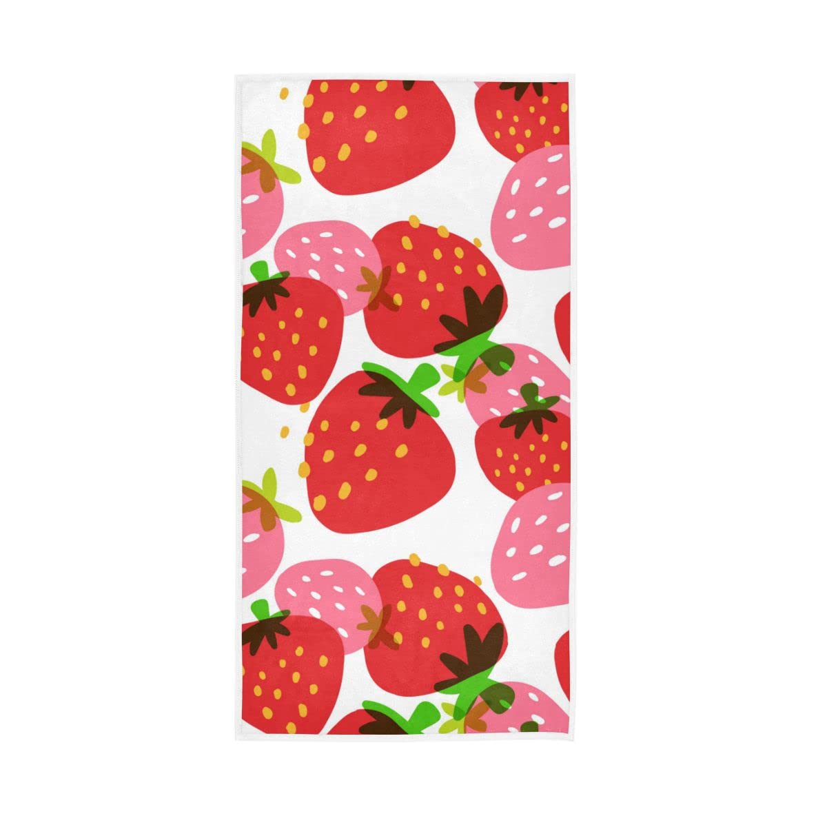 HUYGD Pink and Red Strawberries Soft Large Hand Towels Bath Towel Multipurpose for Bathroom Hotel Gym Spa 30"x15"