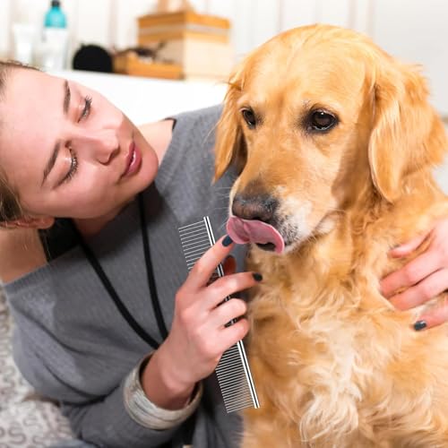Image of Grooming Comb for Dog Cat,Stainless Steel Comb for Tear Stain Remover,Pet Comb with Round Teeth for Removing Tangles