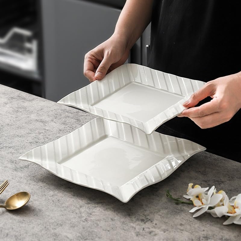 Talerz obiadowy talerze 24 cm wzór linii biały hotel restauracja ceramiczna zastawa stołowa domowe naczynie kreatywne kwadratowe zachodnie jedzenie talerz deserowy stek płytki talerz do naczyń można