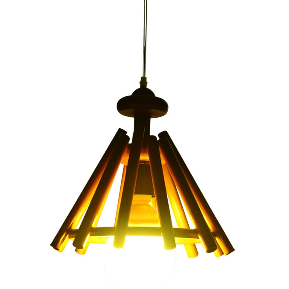 Lustre bambou creux anti-surchauffe pour un éclairage de salon sécurisé