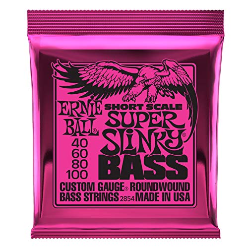 Ernie Ball Super Slinky - Cuerdas para bajo eléctrico, escala corta, entorchado de níquel, calibre...