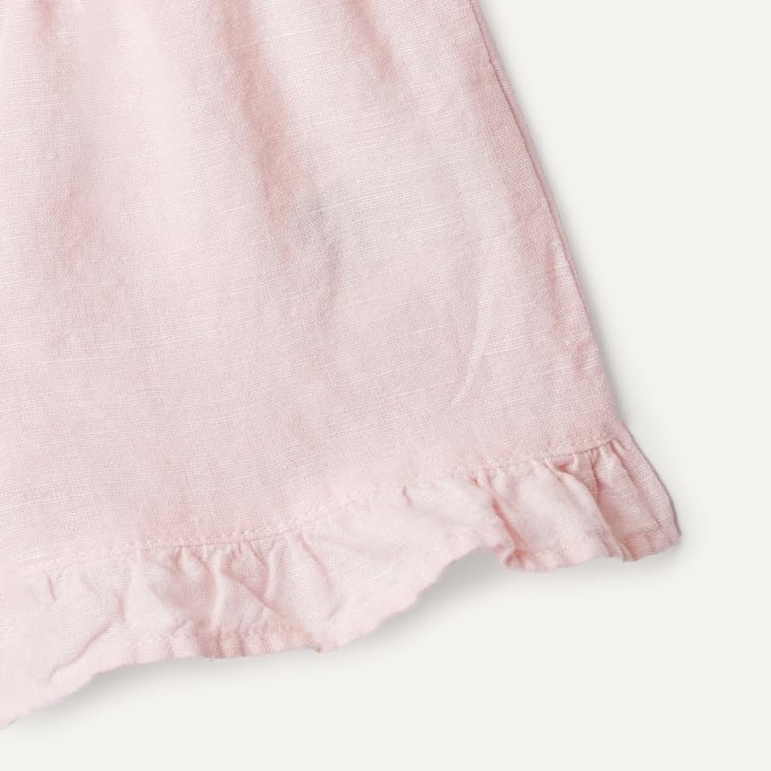 Amazon Essentials Unisex Babies x Sofia Grainge Baby Girls and Toddlers Cotton Linen Set with Ruffles, Light Pink, 6-9 Months - image 3