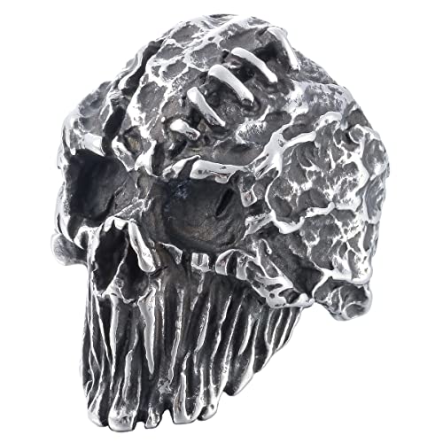 Image of Death Skull Ring for Men Stainless Steel Jewelry Biker Rings Scary Death Ring Skull for Gifts