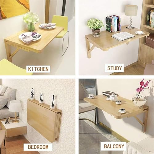 Studio encombré ? Adoptez la table murale à abattant 100x30cm en bois - 6