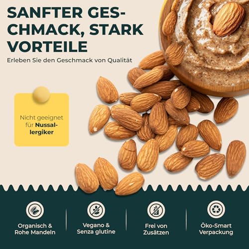 FOODIN Mandelbutter Braun, Bio Mandelbutter Aufstrich, gute Quelle für Eiweiß und Fettsäuren, 100% Mandel, Glutenfrei & Vegan (2 x 250g)