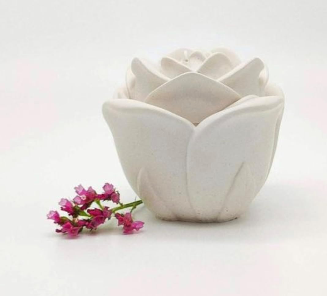 Swecha Studio White Handcrafted Rose Flower Holder | Matte Finish Decorative Storage Bowl & Jewelry Organizer Storage Box | Photography Prop, Vanity Décor | Housewarming, Valentine & All Occasion Gift