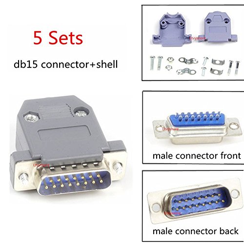 Ltvystore Rs232 Parallel Serial Port 2 Rows Db15 15 Pin D Sub Male / Female Connector + Plastic Assemble Shell Cover Vag Adapter, Pack Of 10 #TOP1