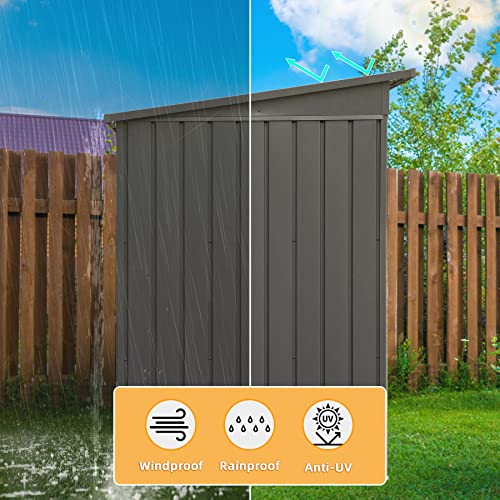 Domi Outdoor Storage Shed 5X3 Ft,Metal Outside Sheds&Outdoor Storage Galvanized Steel,Tool Shed With Lockable Double Door For Patio,Backyard,Garden,Lawn Black #TOP2
