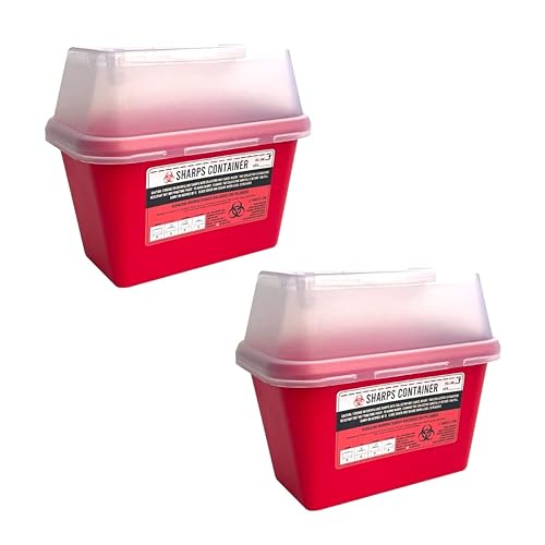Miniatura 9 de Hildbrandt Contenedor para objetos punzantes para uso profesional y doméstico, 1 cuarto de galón o 2 cuartos de galón, eliminación de agujas y