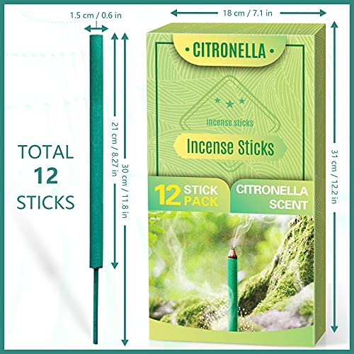 Thick Incense Sticks, Natural Incense Sticks, Citronella Incense Sticks With Lemongrass Scent Outdoor For Backyard, Garden, Camping(12 Packs) #TOP3