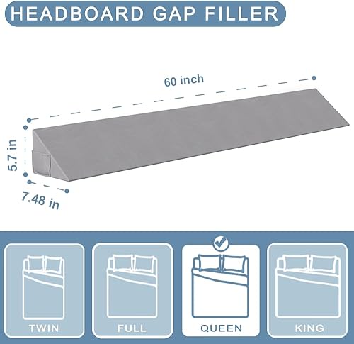 Miniatura 6 de Limthe Almohada de cuña de cama para cabecero, relleno de espacio de cama, relleno de espacio de colchón (0-7 pulgadas), almohada de cabecero,