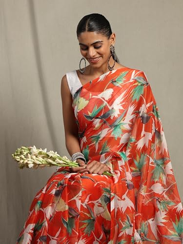 Image of Garden Vareli Floral Print Nara Chiffon Saree 73475
