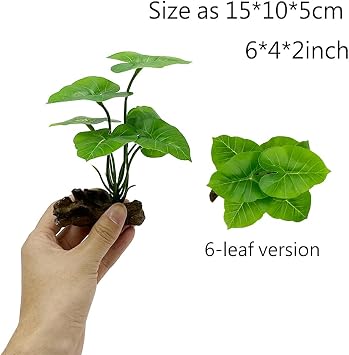 Fish Tank Decor Aquarium Decorations Ornaments Betta Leaf pad Hammock Plastic Artificial Plant Goldfish Fish Hides Small Tank/Reptiles Plants Driftwood (Green-Type-A-Set)