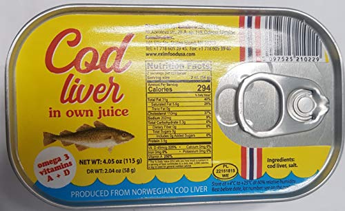 Cod Liver in Own Juice 4.05 oz can From Norway pack of 6 - Thumbnail 2