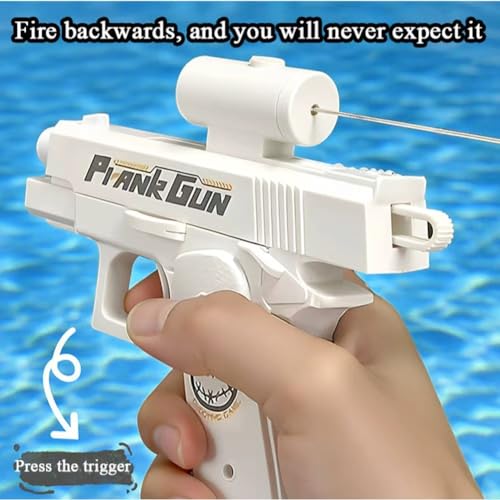 Prank Water Gun Shoots Backwards, Realistic Small Pranks Squirt Guns, Trick Two-Way Watergun Toy, Creative Reverse Waterguns, From Front & Back, Fun Gift for Office & School Pool Parties(2*White) - Afbeelding 5