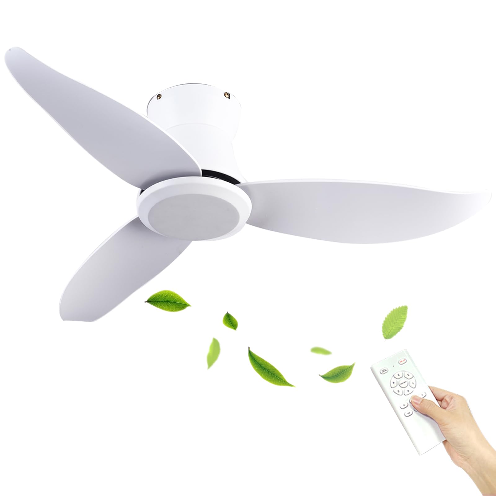SXDMOUBK 46in Ceiling Fan,Dc Motor Large Ceiling Fans,Indoor and Outdoor Without Light,3 Blades,Suitable for Living Room Terrace-A||46in/118cm