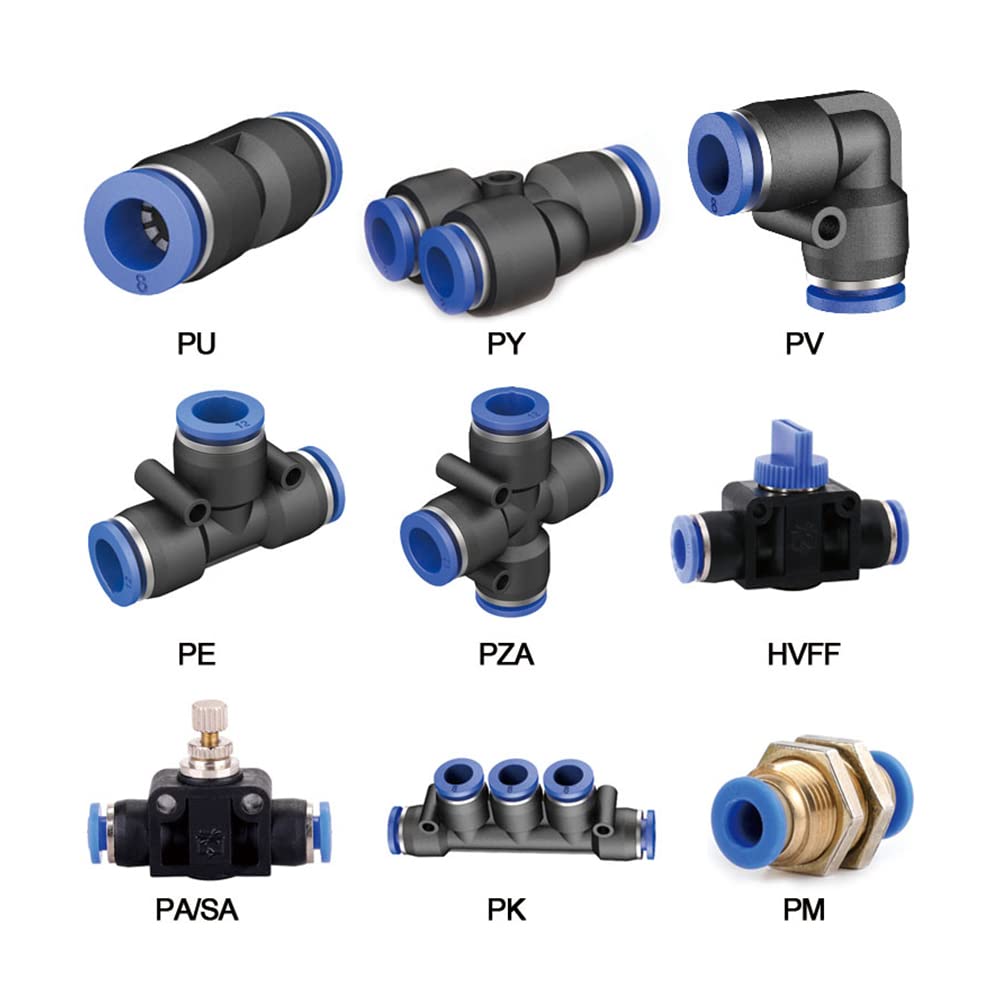 ezqnirk 1PCS Pneumatic Fitting Pipe Connector Air Quick Fittings Water Push in Hose Couping,PZA,OD 12mm