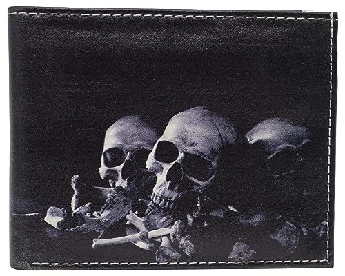 MARSHAL RFID Blocking Genuine Leather Printed Skull Theme Bifold Wallet with Gift box for men (Skull 3)4