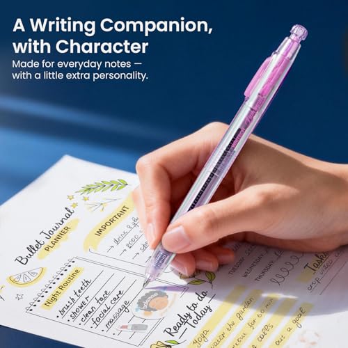 Image of WRITECH Gel Pens Medium Point: Luminous pen set 0.7mm, Black Ink, Includes 2 Pens and 2 Refills, Silent Clicker, Smooth Writing for School Office & Everyday Use