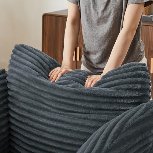 Image of 65 inch Soft Corduroy Chaise Lounge Chair Indoor, Lounge Chaise with Spring Cushion, Sleeper Sofa with No Assembly for Living Room and Apartment, Dark Grey