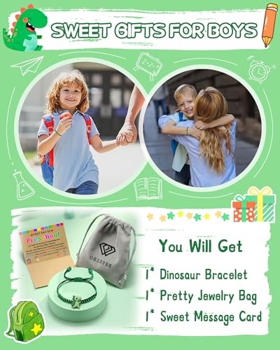 Image of Back to School Dinosaur Bracelet- First Day of School Kindergarten Preschool Gifts for Kids Boys Girls