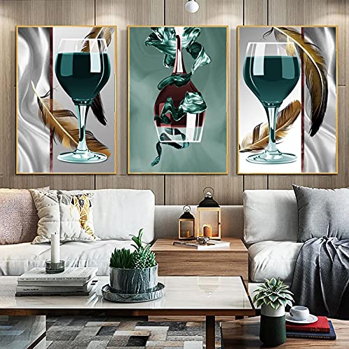 Décoration murale salon moderne lot de 3 affiches plume abstraite pour sublimer un grand mur