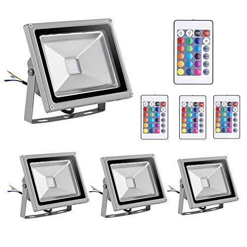 Foco RGB de 20 W con mando a distancia, impregnación IP65, 16 colores, 4 modos, la lámpara de jardín para Navidad, boda, jardín