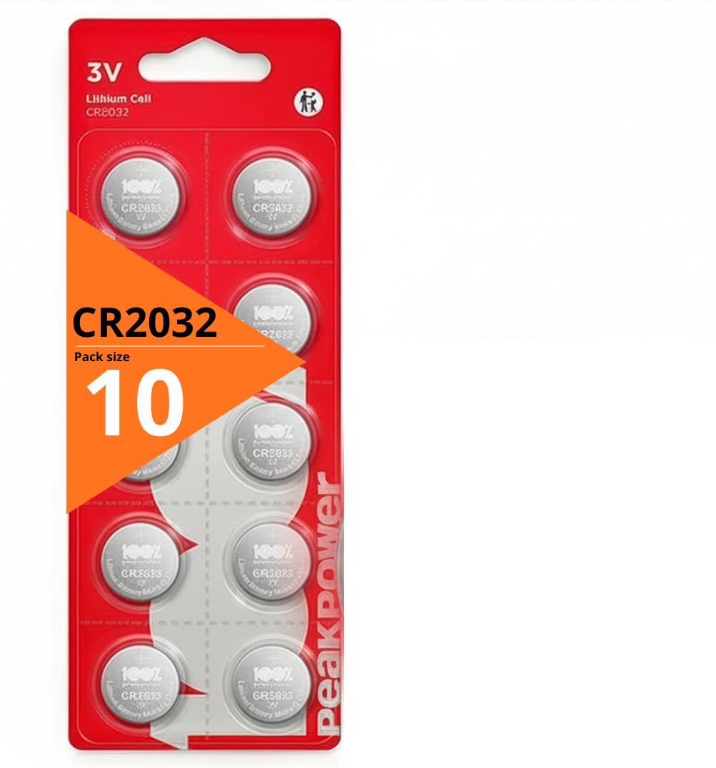 100% PeakPower CR2032 Batteries 3V Lithium - 2032 DL2032 ECR2032 Battery Replacement - Button Cell Coin Battery for Car Key Fob, Remote, Scales, AirTag, Computer Motherboard & LED lights