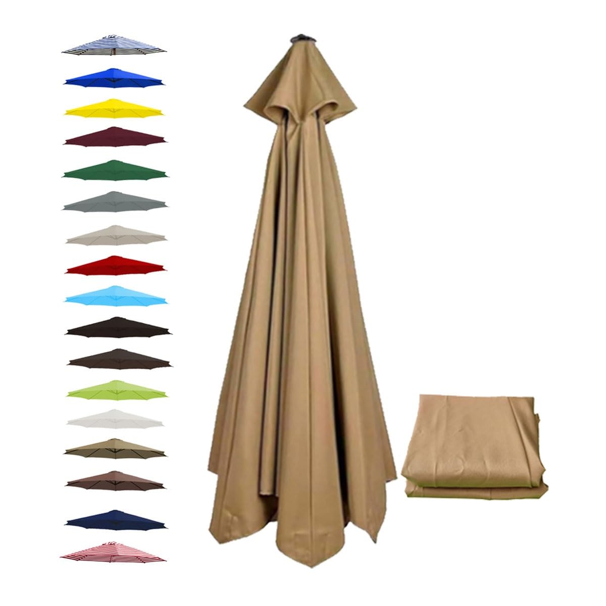 BEEGMA Replacement Parasol Canopy 2.50m/8.2FT, Brown, Waterproof & UV Resistant, Fits 6-Rib Umbrellas, Easy to Replace & Install