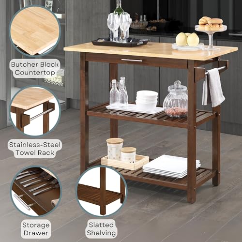 Convenience-Concepts-Designs2Go-3-Tier-Butcher-Block-Kitchen-Prep-Island-40-3-Tier-Modern-Cooking-Cart-with-Drawer-Food-Serving-Station-for-Kitchen-Dining-Room-Espresso Convenience Concepts Designs2Go 3 Tier Butcher Block Kitchen Prep Island 40 3 Tier Modern Cooking Cart with Drawer Food Serving Station for Kitchen Dining Room Espresso