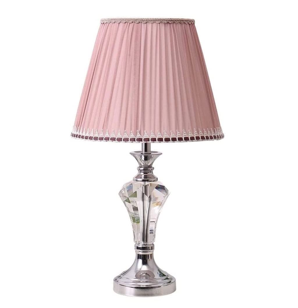 Lámpara de mesa de noche Dormitorio europeo Lámpara de mesa de metal de cristal Cálida princesa creativa Lámpara de cabecera rosa Lámpara de mesa Estilo minimalista moderno Lámpara de escritorio vinta