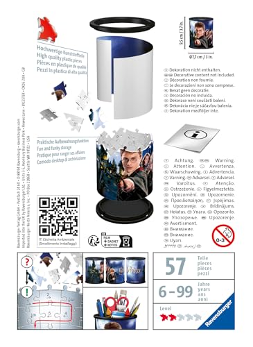 Ravensburger - Puzzle 3D Pot à Crayons - Harry Potter - A partir de 6 Ans - 54 pièces numérotées à Assembler sans Colle - Accessoires Inclus - Hauteur 9,5 cm - 11154