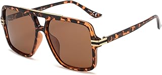 OUWEN Retro Oversized Polarized Square Sunglasses Womens Mens, Trendy Designer Big Rectangle Sun Glasses OW2237