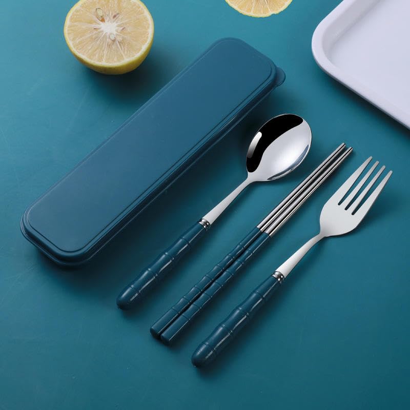 3 Piece Stainless Steel Travel Cutlery Set with Spoon, Fork and Chopsticks Portable Utensil Kit with Anti-Slip Handles & Storage Case for Office, School, Picnic, Outdoor & Daily Home Use-image-16