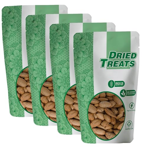 Image of Dried Treats Kagazi Badam 800 Grams (200 Grams X 4) - Thin Shell Almonds | Packed with Protein, Fiber, and Vitamins | Badam with shell - Easy to Crack, Supports Brain Health and Boosts Energy - Great Snack Option for Office, School, or Fitness Enthusiasts