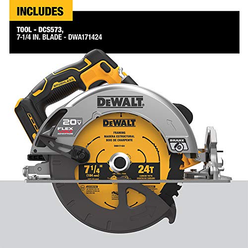 DEWALT FLEXVOLT ADVANTAGE 20V MAX Circular Saw, 7-1/4-Inch, Cordless, Tool Only (DCS573B)