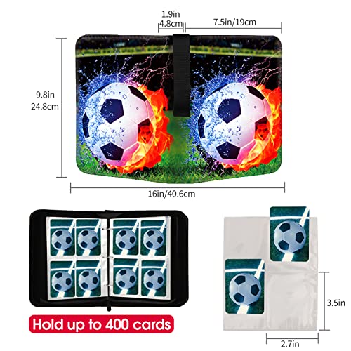 Image of Soccer Card Binder with Sleeves, 400 Pocket Soccer Card Holder for Trading Cards, 4 Pocket with 50 Removable Sleeves Zipper Book Folder Collector Album 3 Ring Binder Organizer Storage Boys Kids Gift