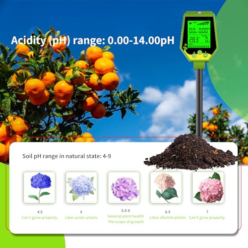YIYEGO Soil Meter, 6-in-1 Digital Plant Soil Moisture Meter with Moisture, Fertility Light, PH, EC, Temp - Image 2