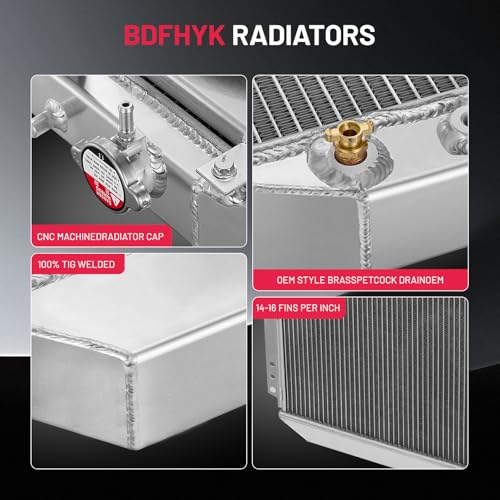 Image of BDFHYK Radiator with Cap for Chevrolet C10 C20 C30 K10 K20 K30 1975-1986, for Chevrolet Suburban Blazer 1977-1991, for GMC Jimmy R /V /G /P Series 1975-1993, Aluminum Core 3-Row 56mm, CU716 CU1599 DPI716