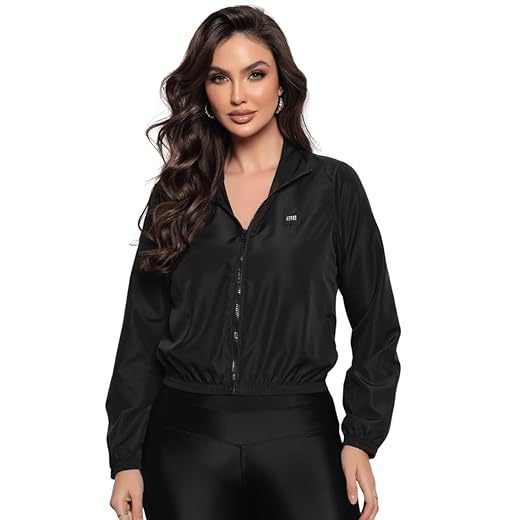 Jaqueta Feminina Corta Vento Microfibra Resistente à Água e Proteção UV