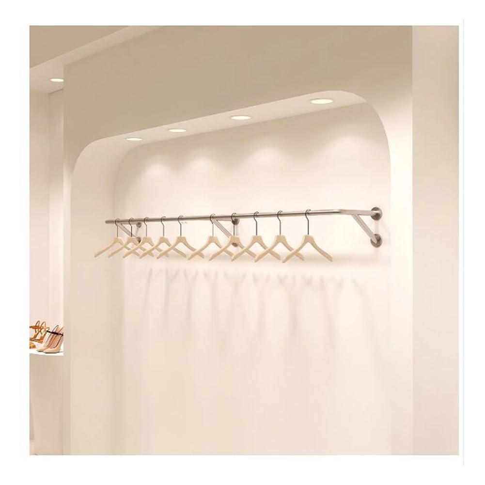 SaryEdge Wall-Mounted Metal Garment Rack, Industrial Pipe Clothing Retail Display Clothes Rod for Clothes, Organizer,Silver-b-100cm,Silver-b,Silver-b