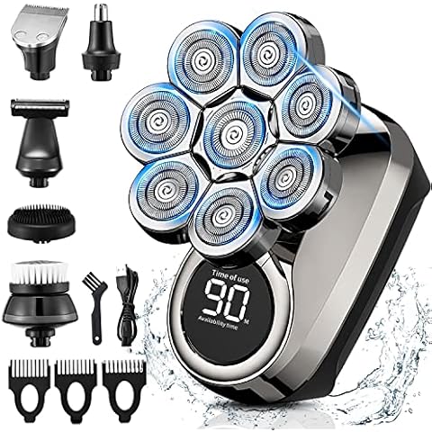 Electric Head Shaver for Men, 8D Upgraded 6-in-1 Head Shaver for Bald Men, Waterproof Wet/Dry Electric Shaver Razor Beard Grooming Kit for Men, Cordless Rechargeable Bald Head Razor Cover